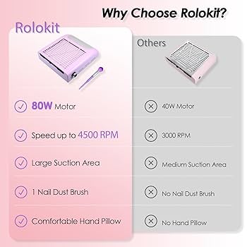 Nail Dust Collector Nail Tech, 80W Nail Extractor Vacuum